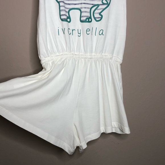 Ivory Ella Sleeveless Romper White Green Elephant - Picture 4 of 7